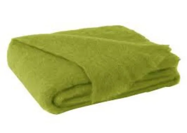 Brushed Mohair Throw Pesto Green by Lands Downunder