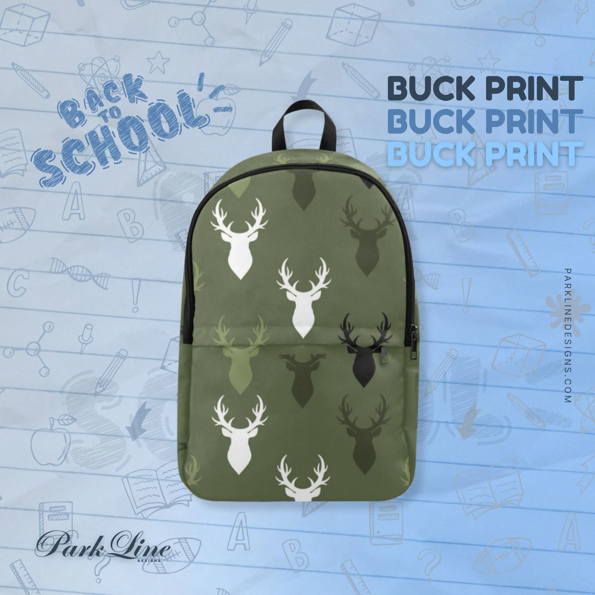 Buck Print Fabric Backpack - Durable, Lightweight & Stylish for Him