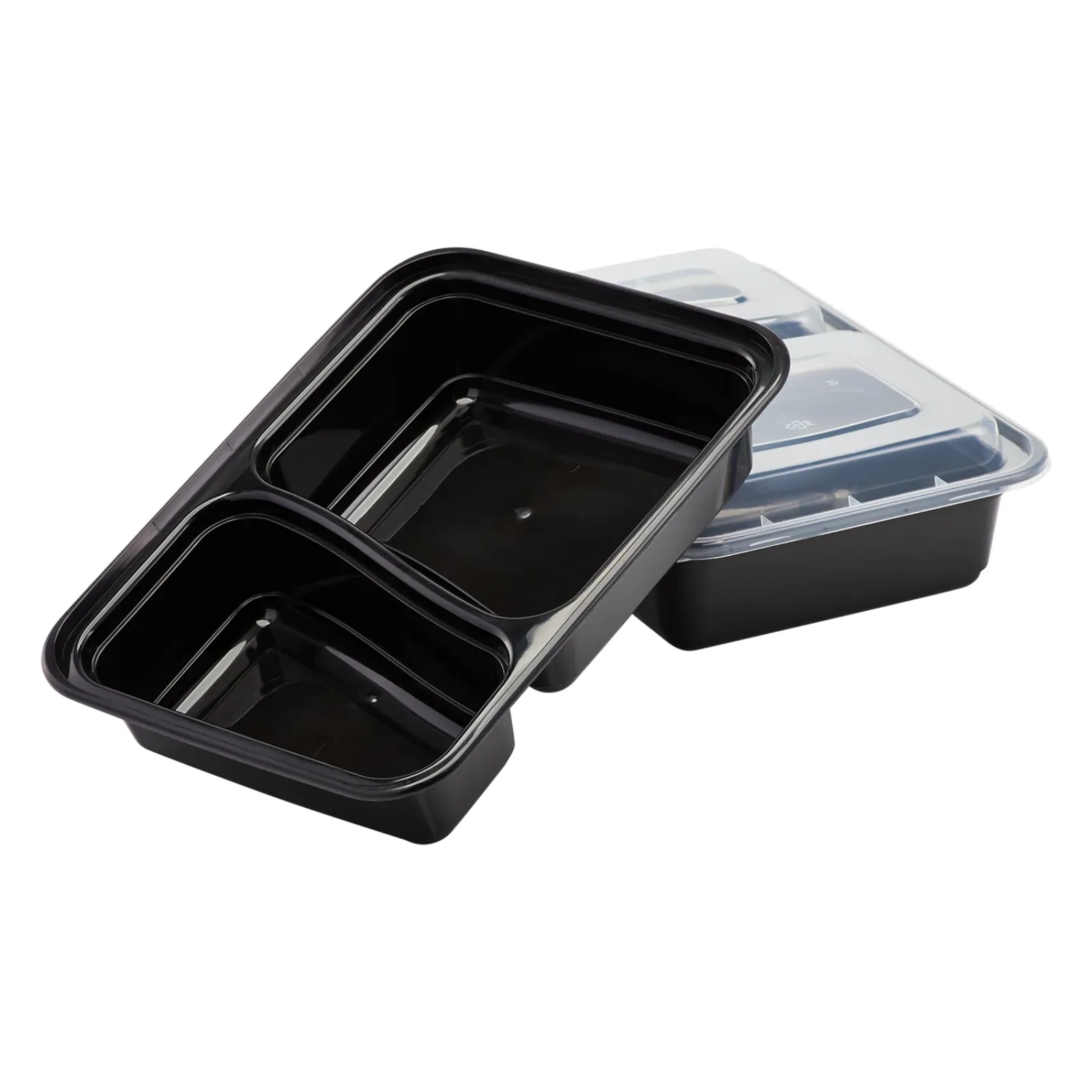 *BULK* 30oz Black Rectangular 2 Section MealPrep Containers With Clear Lids