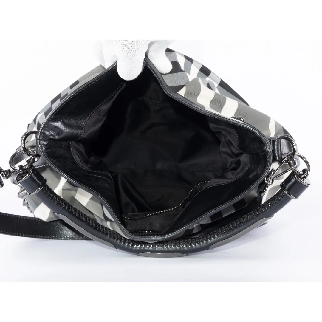 Burberry Beat Check Nylon Studded Hobo Bag