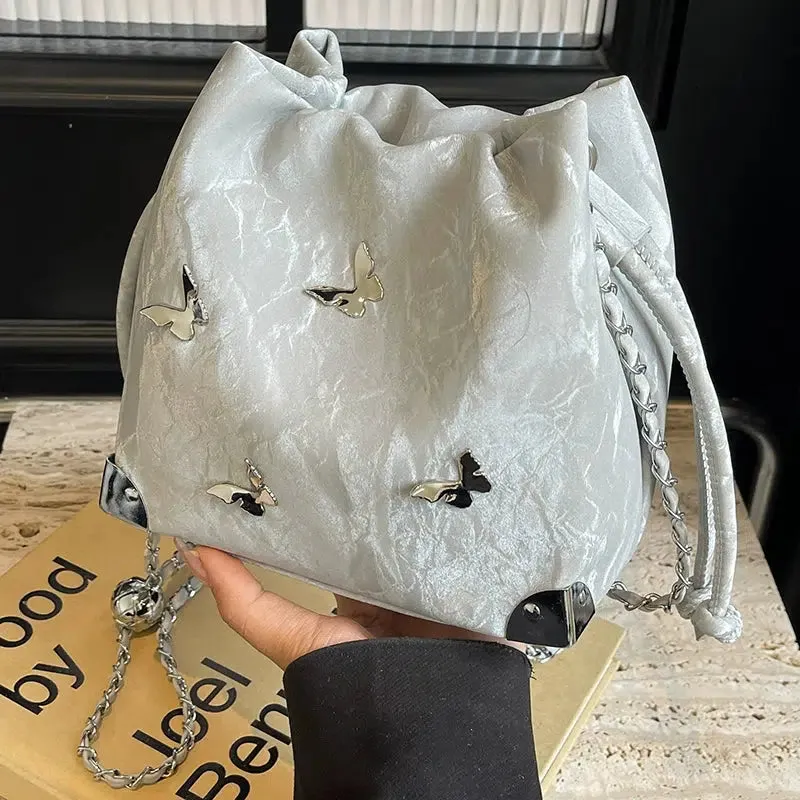 Butterfly Accented Bucket Bag