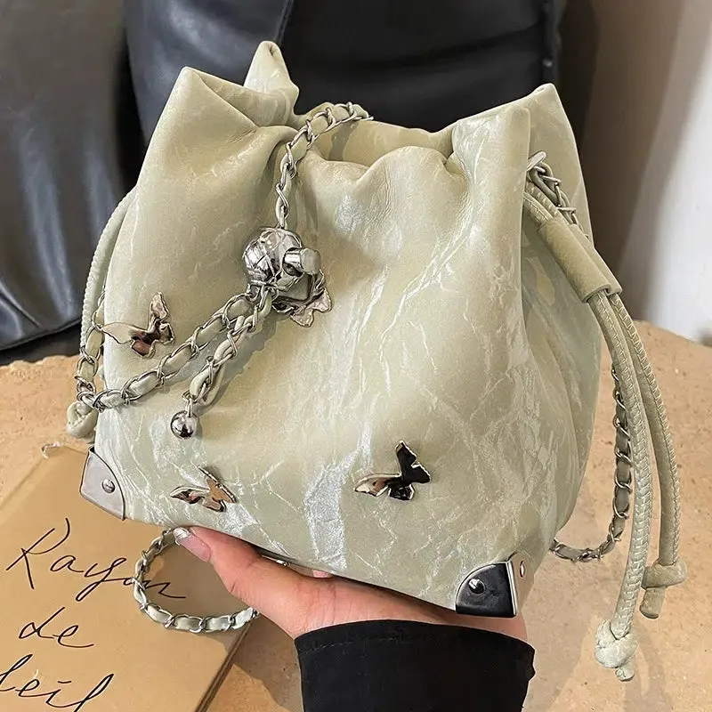 Butterfly Accented Bucket Bag