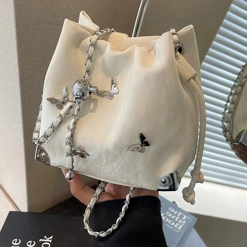 Butterfly Accented Bucket Bag