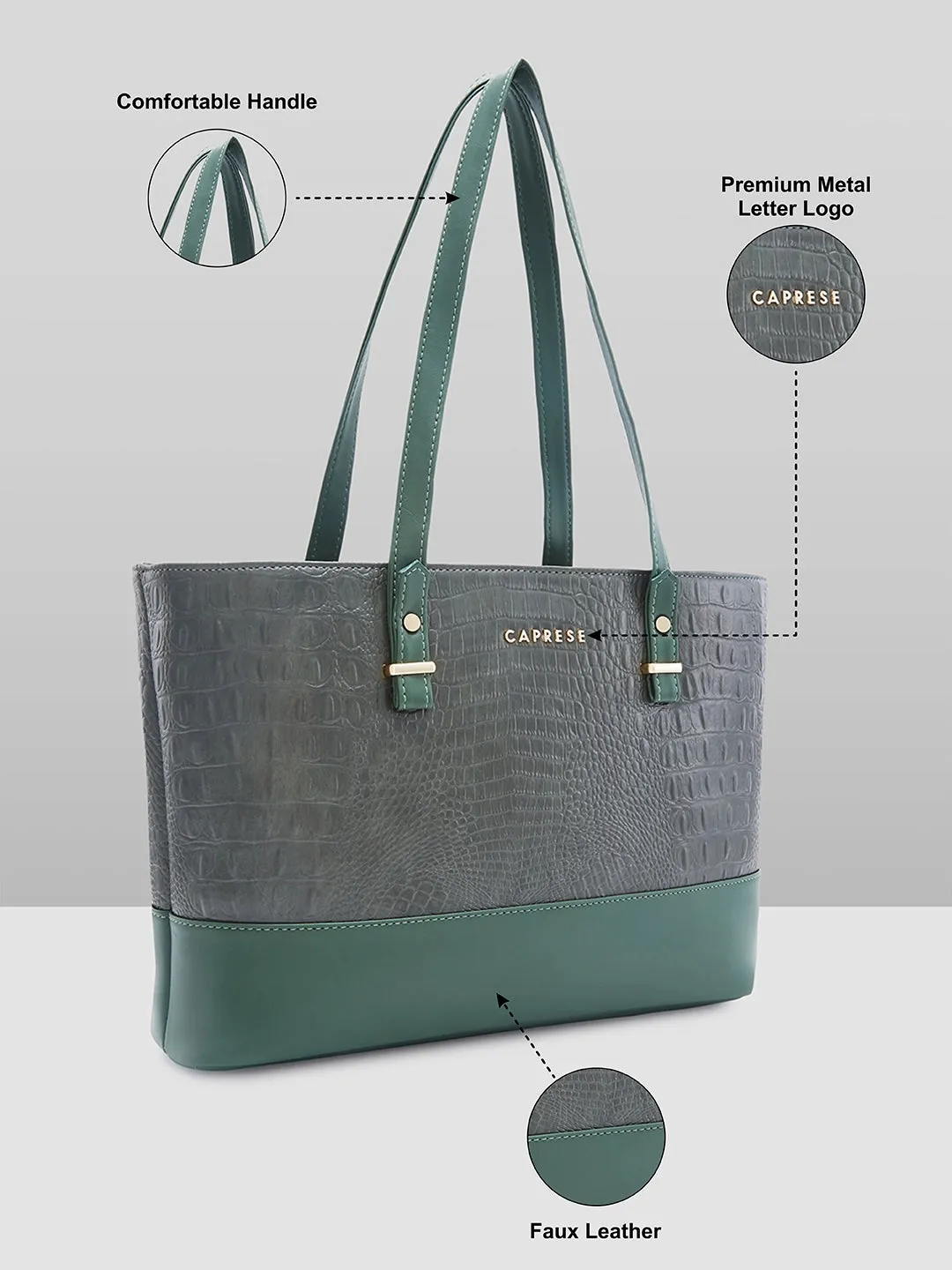 Caprese Syra Laptop Tote Large Sage Green