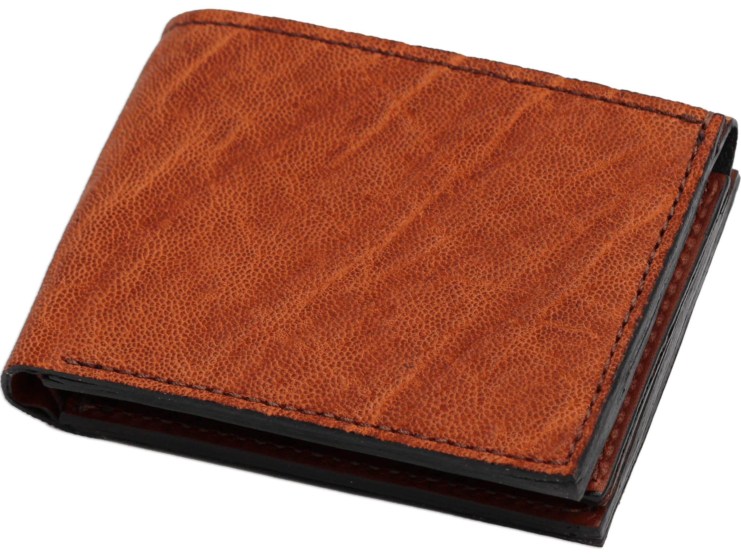 Caramel Brown Elephant Luxury Designer Exotic Bifold Wallet With Flip Up ID Window