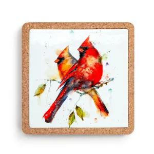 Cardinal Pair Cork Base Trivet