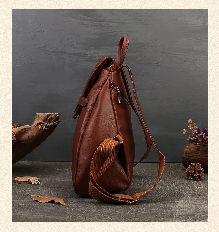 Casual Cowhide Leather Women Backpack for Traveling