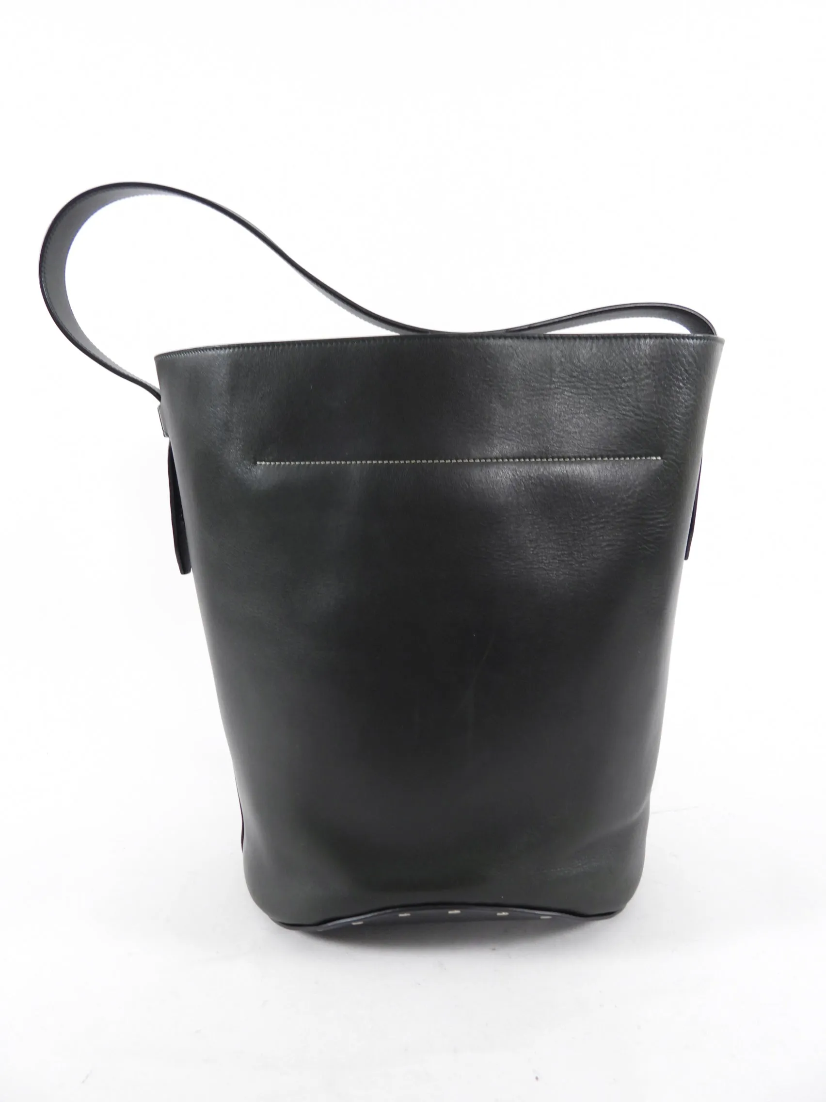 Celine Dark Forest Green Leather Biker Bucket Bag