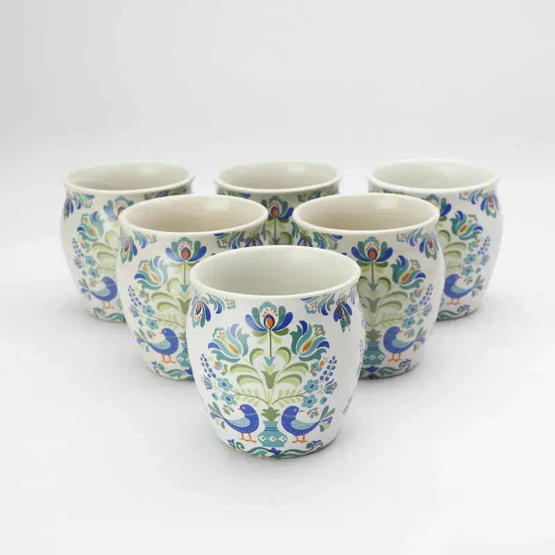 Ceramic Floral Kullads | Set of 6