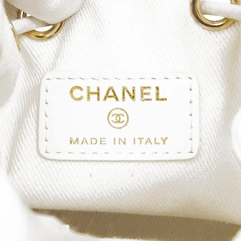 Chanel White Mini Pocket Bucket Bag