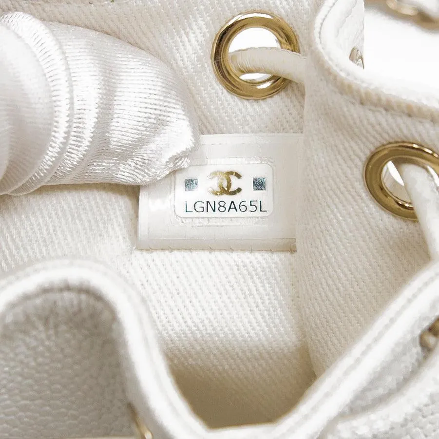 Chanel White Mini Pocket Bucket Bag