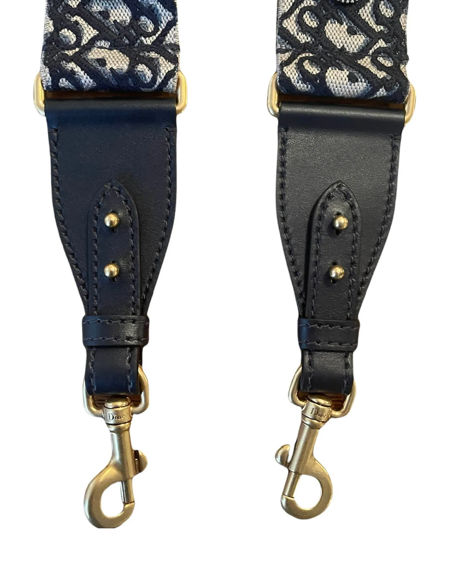 Christian Dior Blue Dior Oblique Embroidery Studded Strap