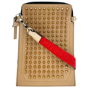 CHRISTIAN LOUBOUTIN Studded Crossbody Phone Pouch Cream LHQ454