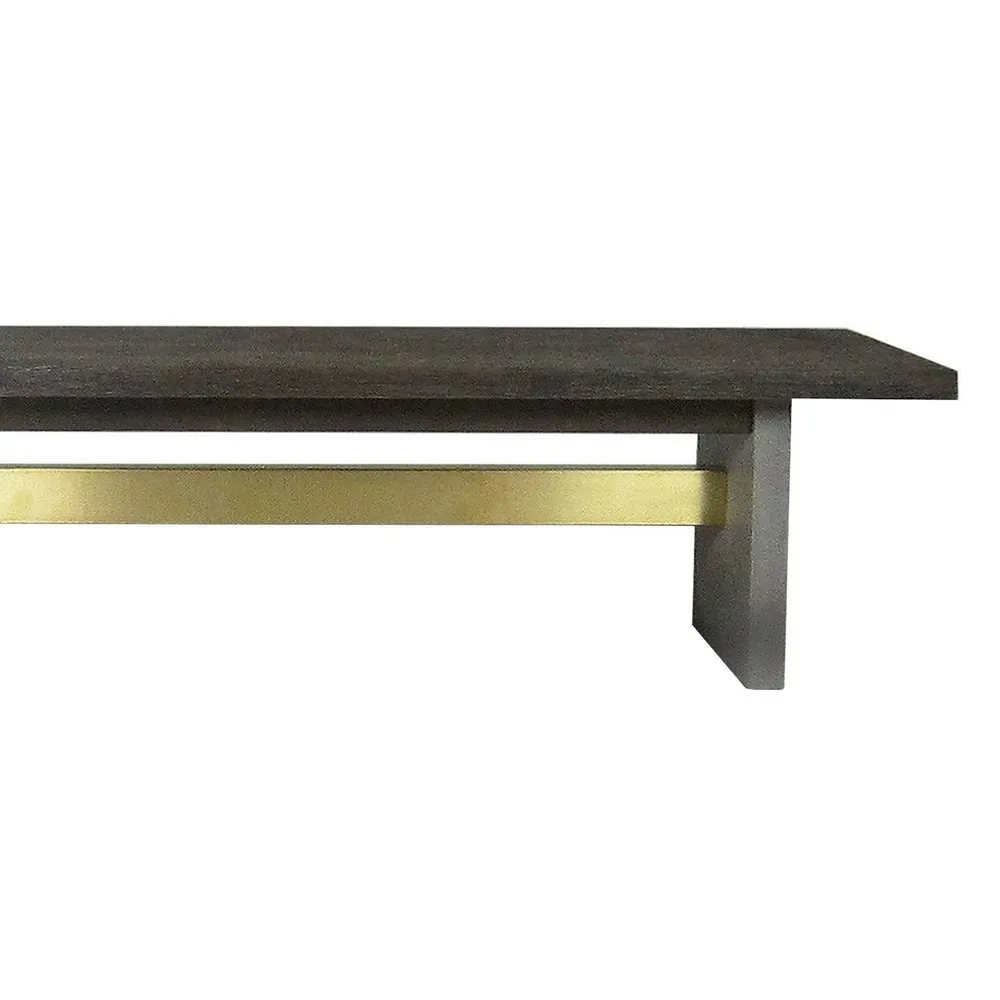 Cid Coe 71 Inch Modern Dining Bench, Wood Seat, Concrete Base, Gray By Casagear Home