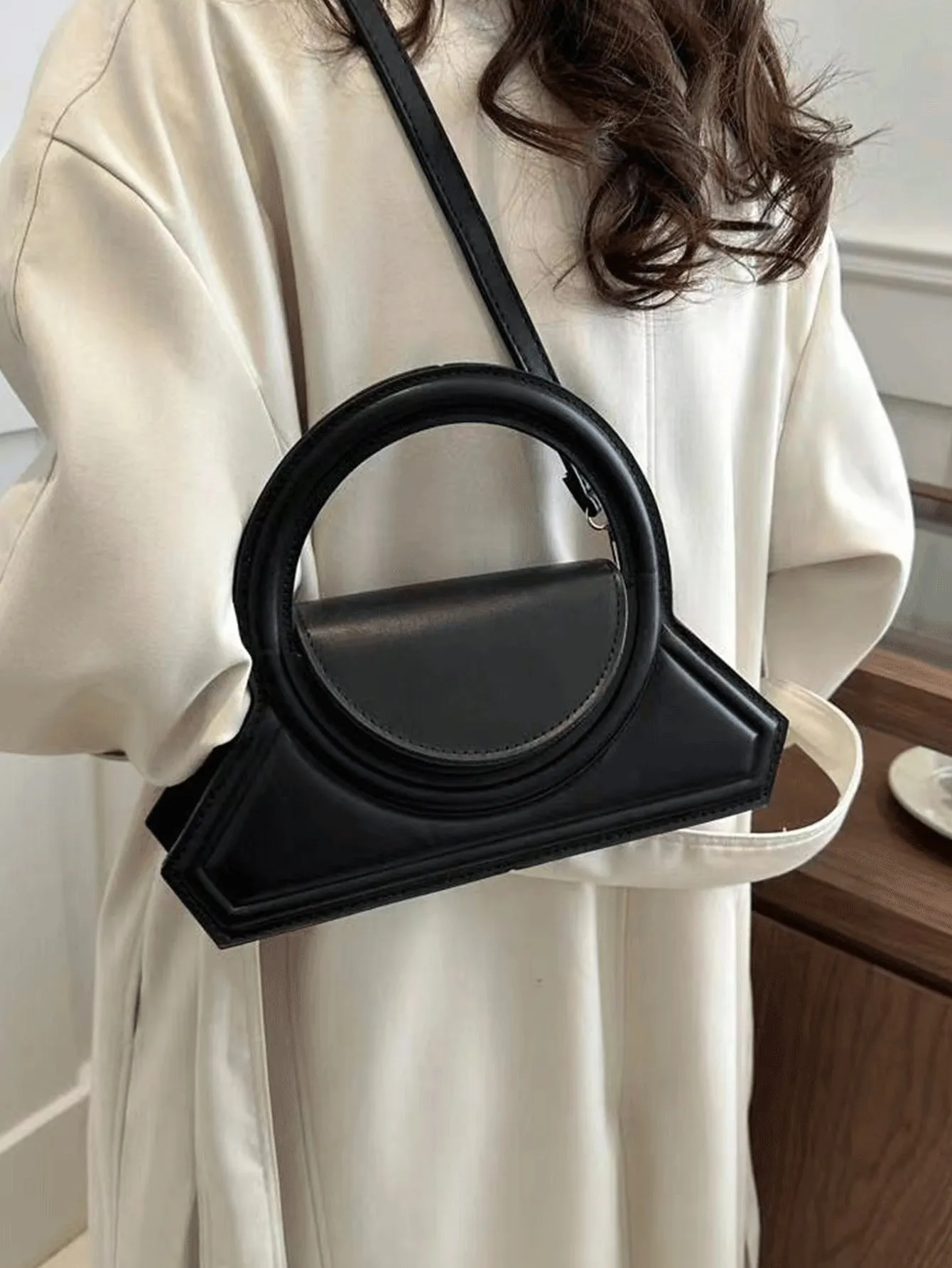 Circular Top Handle Minimalist Crossbody Bag