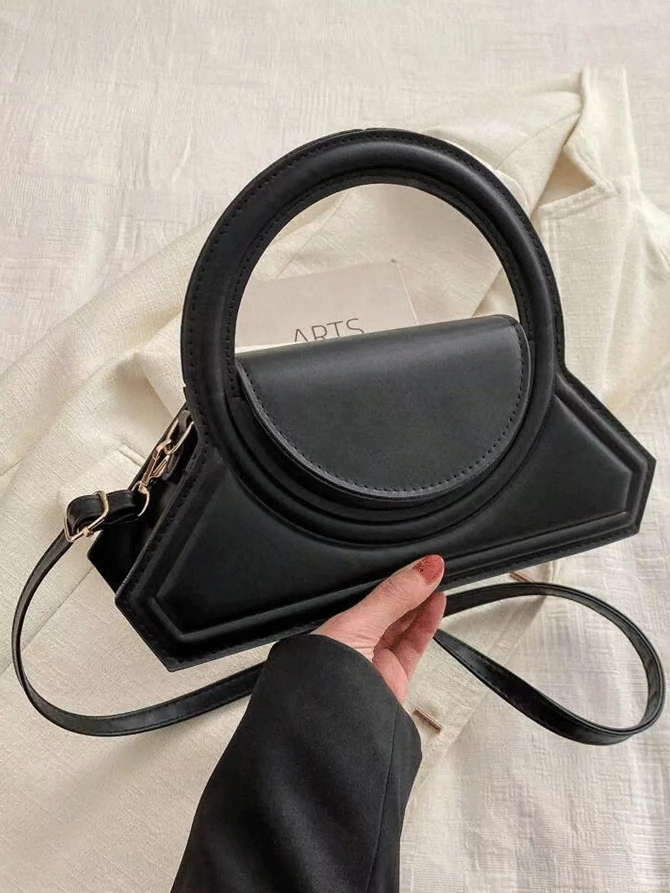 Circular Top Handle Minimalist Crossbody Bag