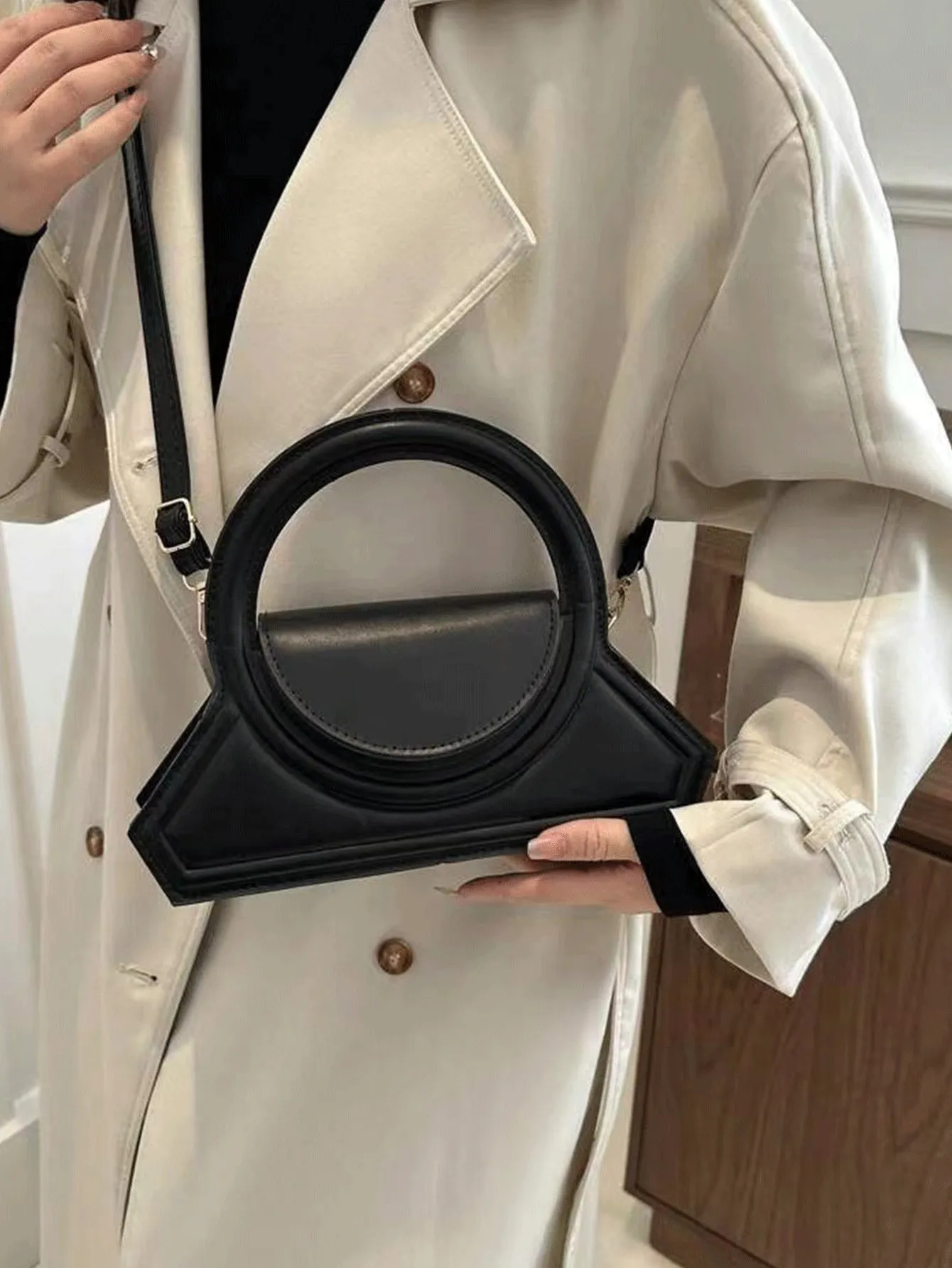 Circular Top Handle Minimalist Crossbody Bag