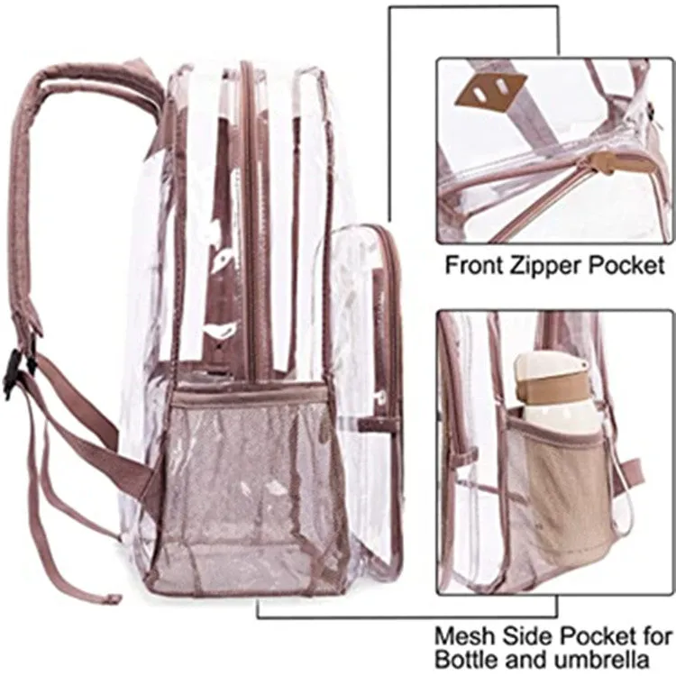 Clear Backpack Transparent Bag Rose Gold