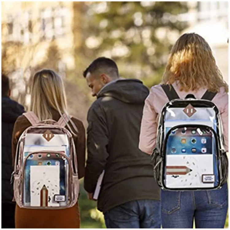 Clear Backpack Transparent Bag Rose Gold