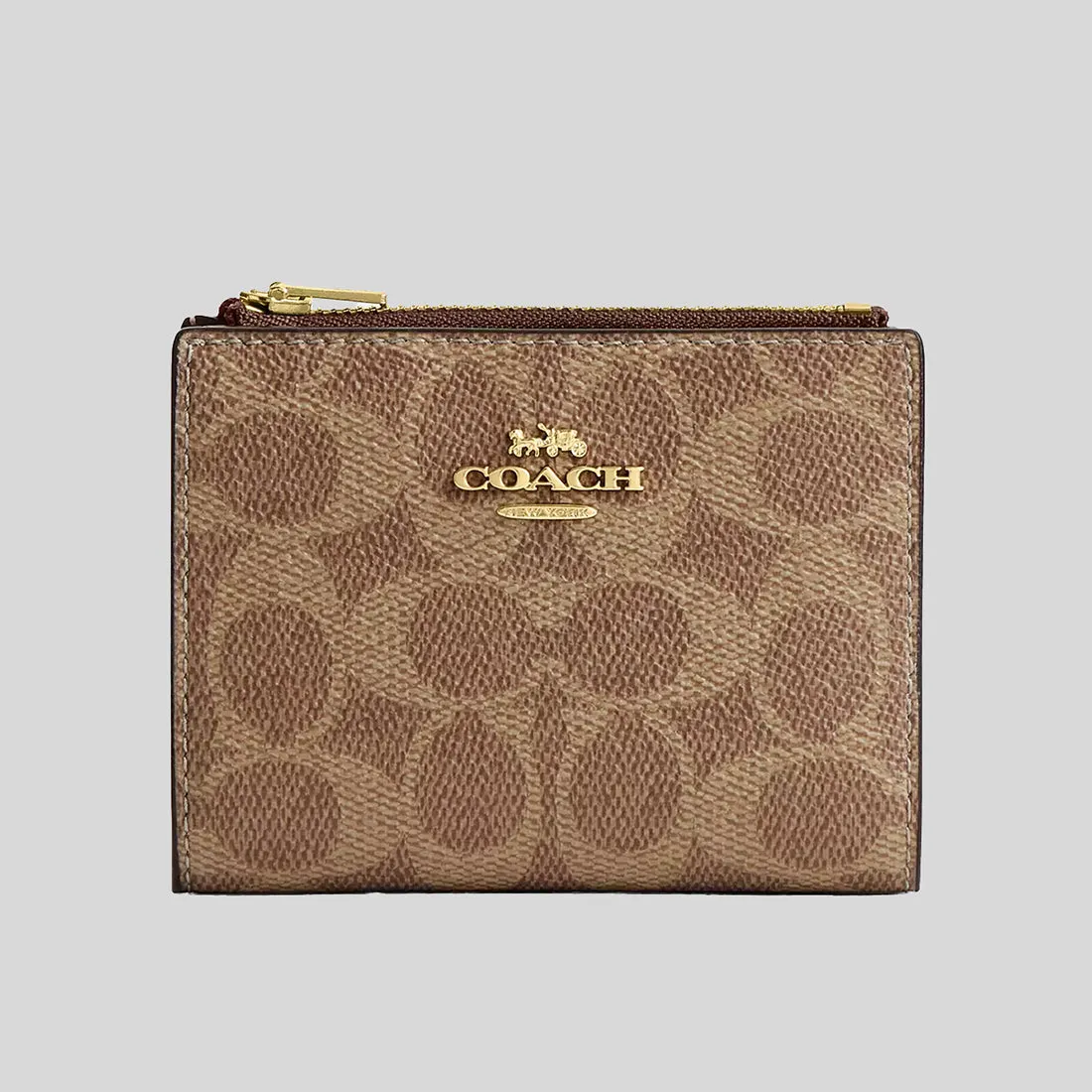 COACH Bifold Wallet In Signature Canvas Tan/Brown CW803