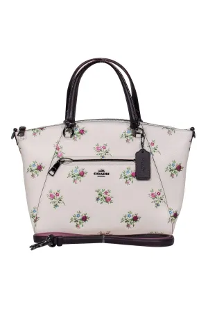 Coach - Light Pink Leather Convertible Crossbody w/ Sparkly Floral Embroidery