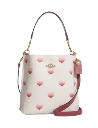 Coach Mollie Bucket Bag 22 With Stripe Heart Print