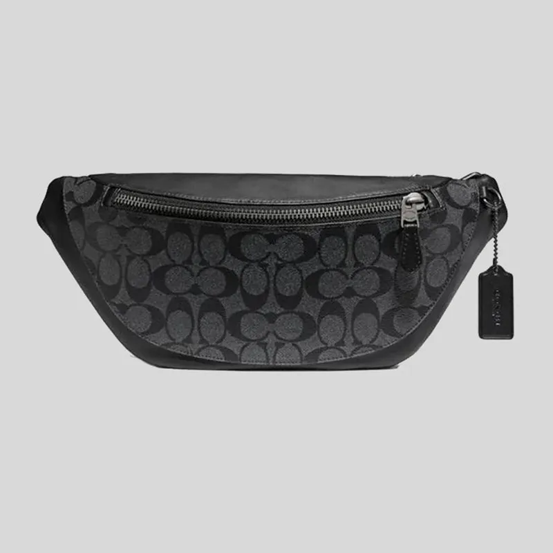 COACH Warren Belt Bag In Signature Canvas F78777 Charcoal Black