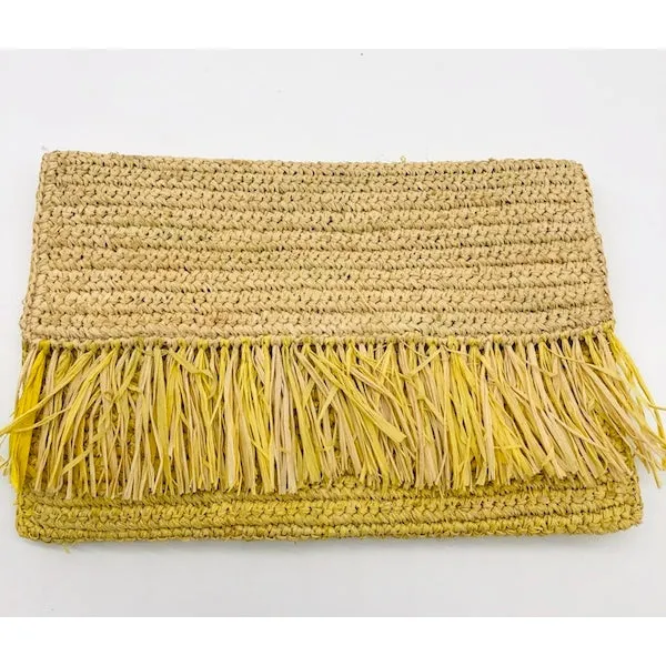 Coco Fringe Crochet Straw Clutch (several colors)