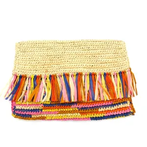 Coco Fringe Crochet Straw Clutch (several colors)