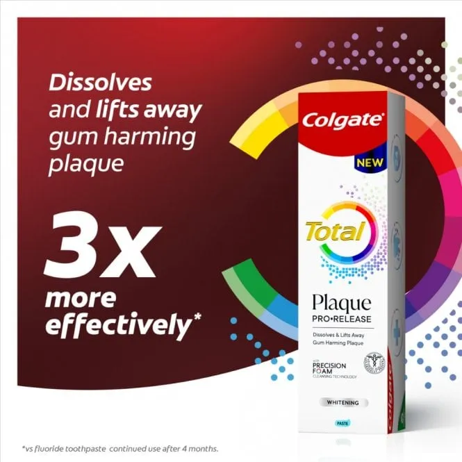 Colgate Total Plaque Pro-Release Whitening Toothpaste Trio 3 x 75ml