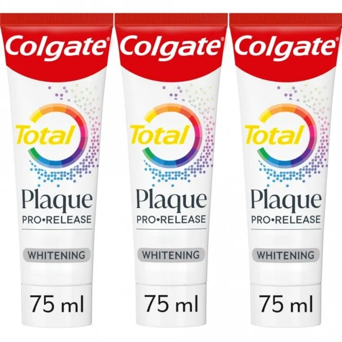 Colgate Total Plaque Pro-Release Whitening Toothpaste Trio 3 x 75ml