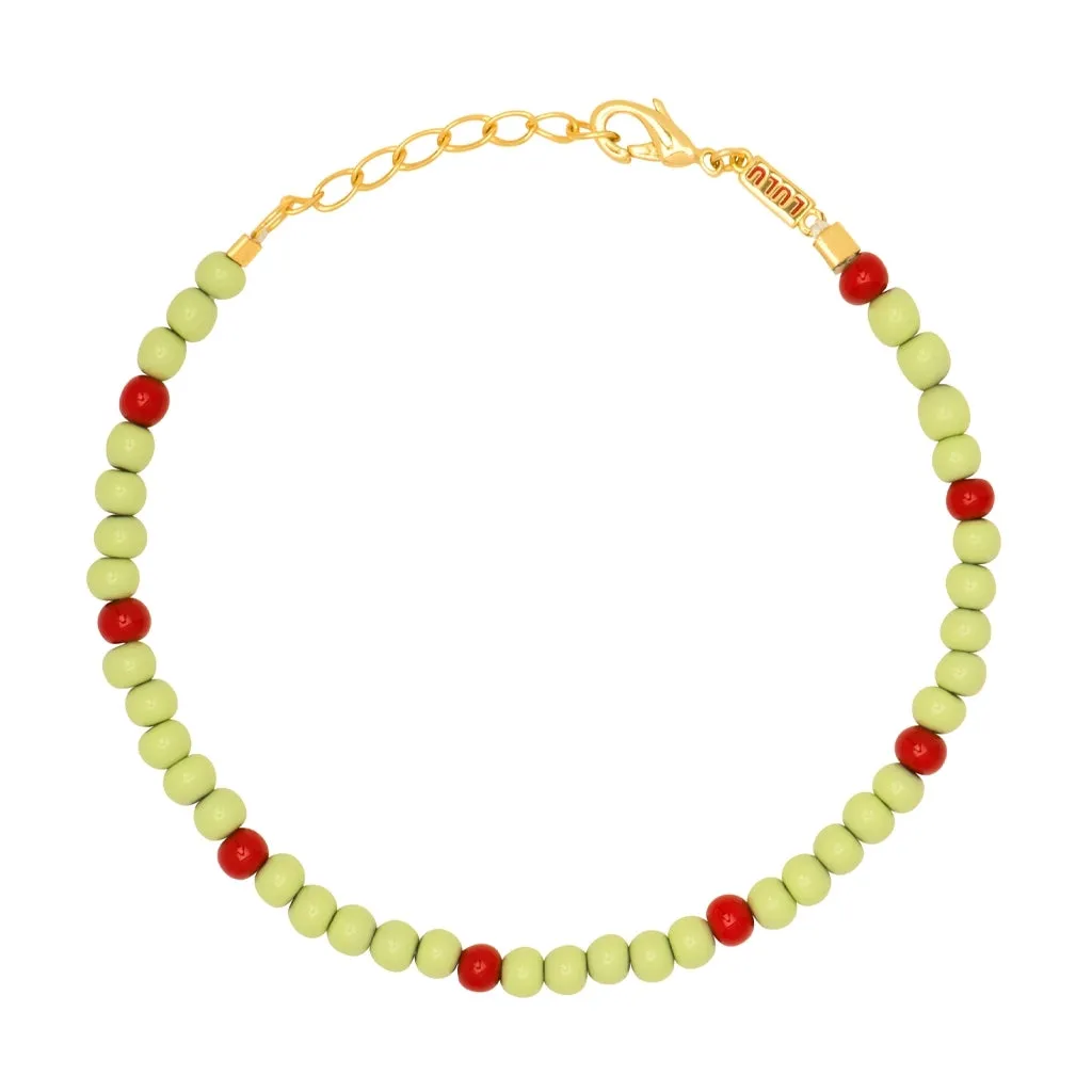 Color Ball Bracelet - Silk Light Green/Passion Red