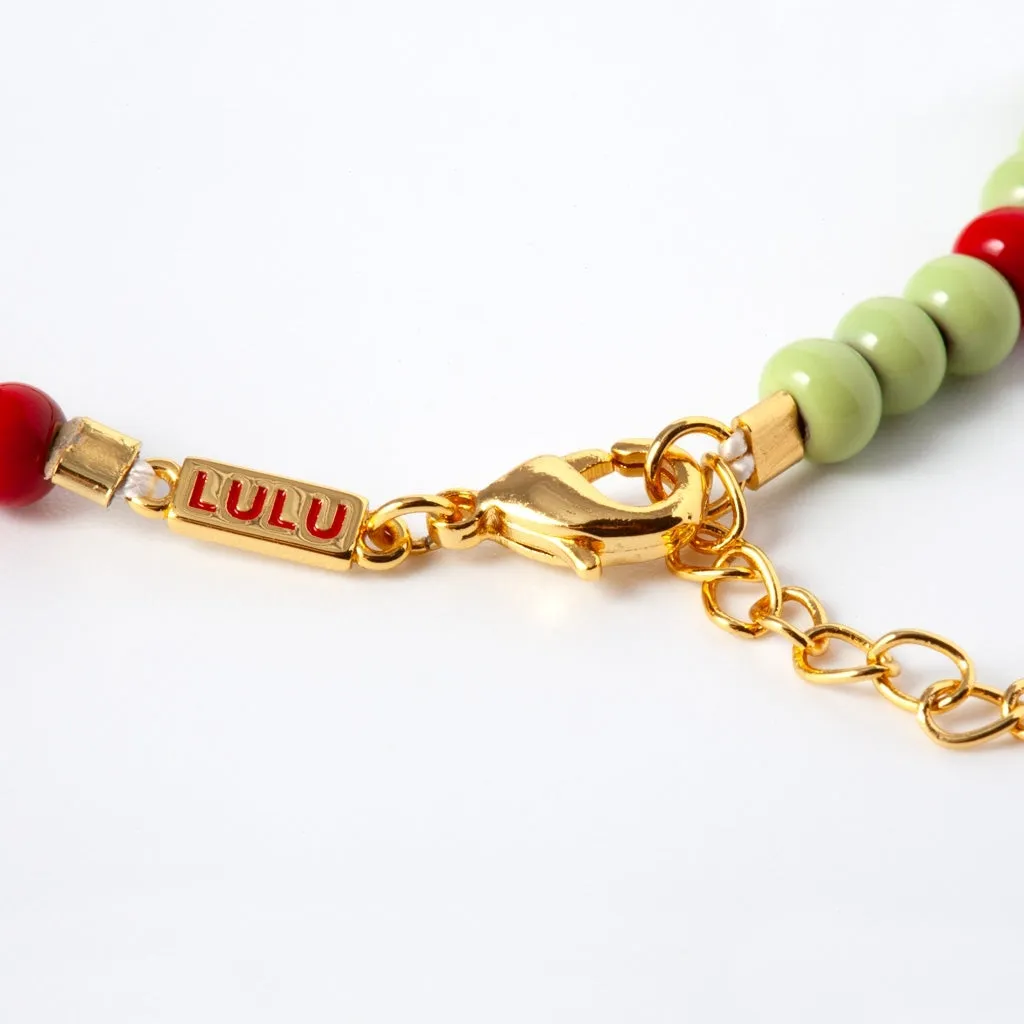 Color Ball Bracelet - Silk Light Green/Passion Red