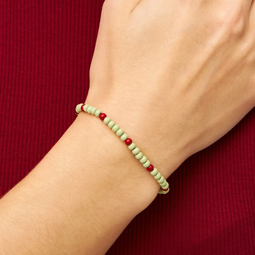 Color Ball Bracelet - Silk Light Green/Passion Red