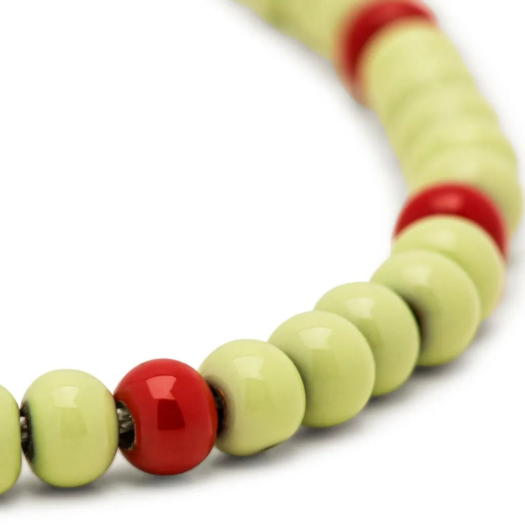 Color Ball Bracelet - Silk Light Green/Passion Red