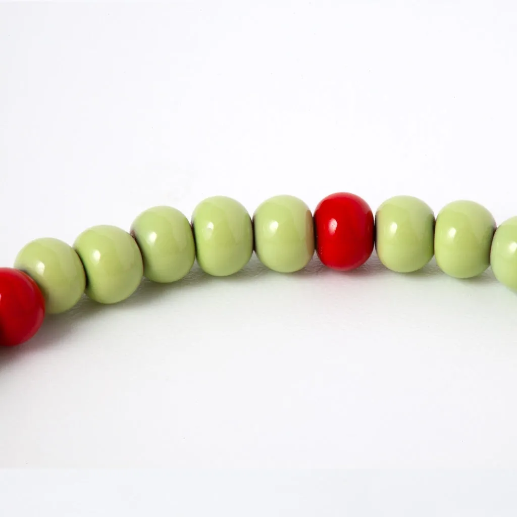 Color Ball Bracelet - Silk Light Green/Passion Red