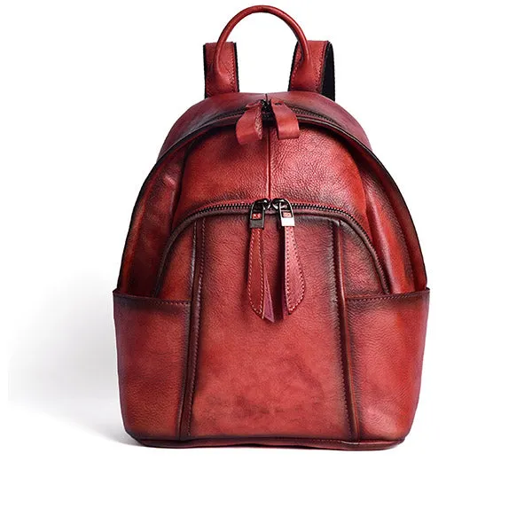 Cool Ladies Red Leather Backpack Purse Bag Rucksack for Women