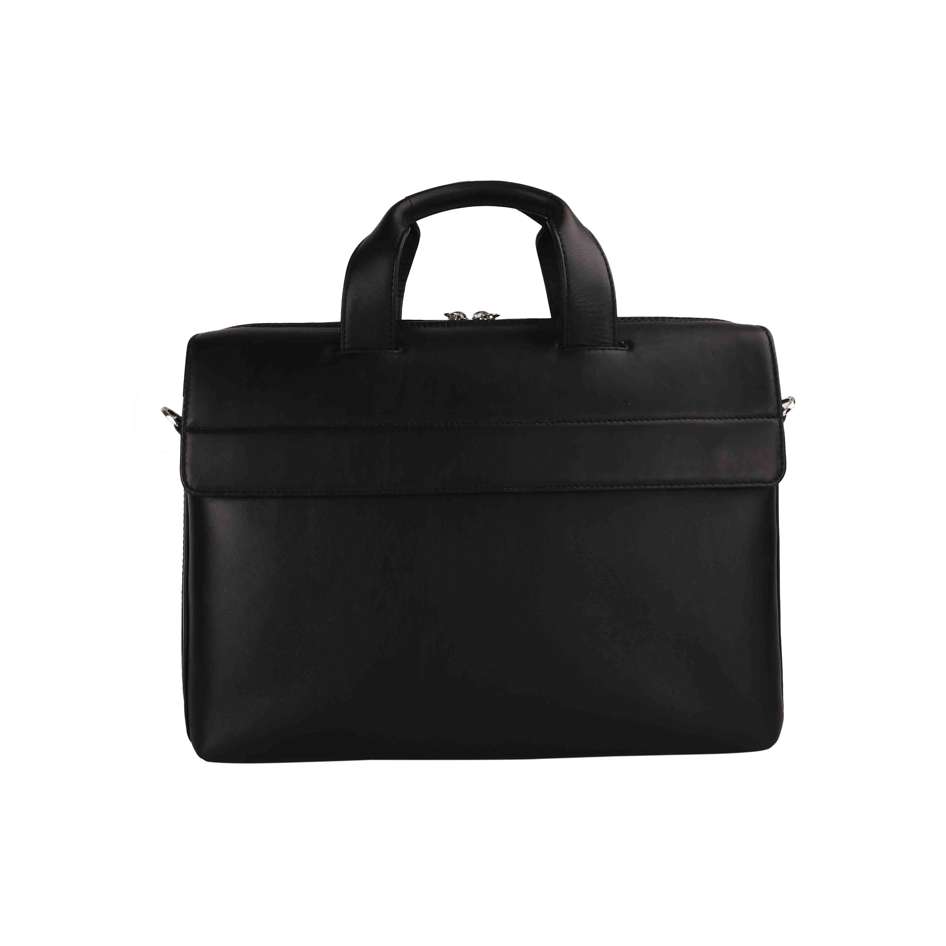 Corporate New Year Gift | Ruvido II V 2.0 | Luxury Leather Laptop/ Office Bag For Men | Fits 15.5 in” Laptop | Black