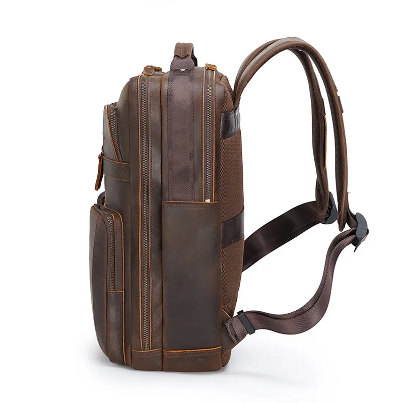 Crazy Horse Leather Backpack Handmade Leather Rucksack Large Leather Laptop Backpack Leather Travel Backpack