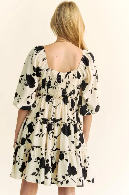 Cream Floral Dress