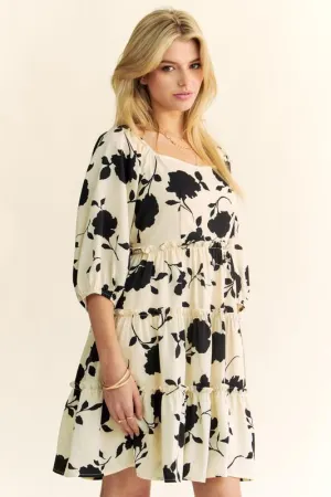 Cream Floral Dress