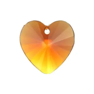 Crystal Heart Prism 14mm Amber Crystal with One Hole on Top