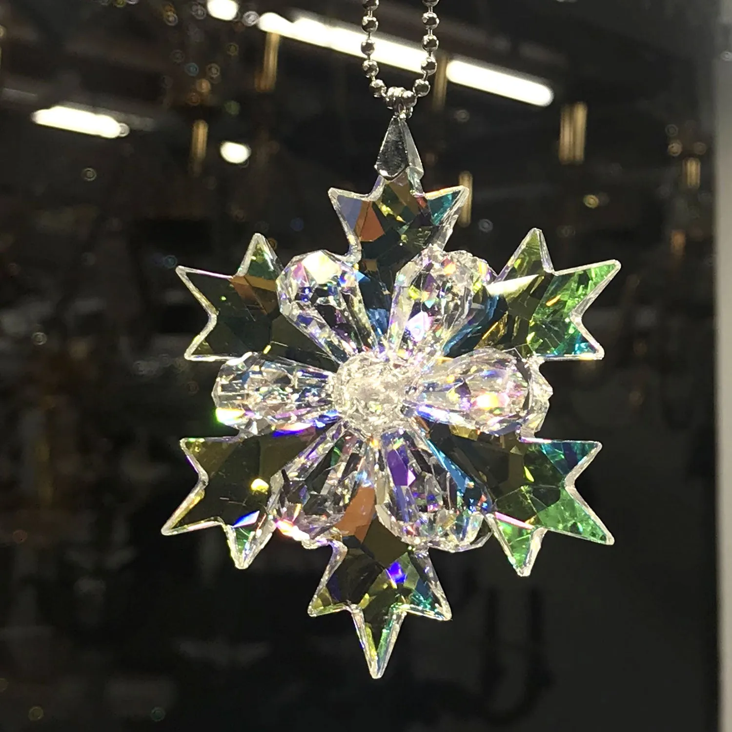 Crystal Ornament Aurora Borealis and clear Star-Burst Prism Colorful Magnificent Crystals 3-inch