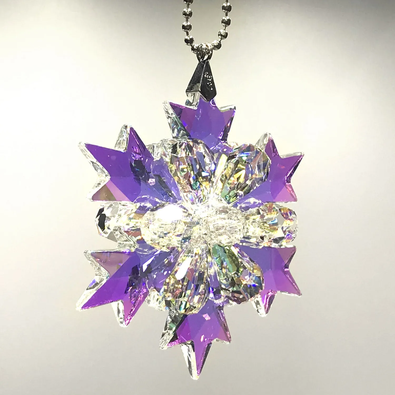 Crystal Ornament Aurora Borealis and clear Star-Burst Prism Colorful Magnificent Crystals 3-inch