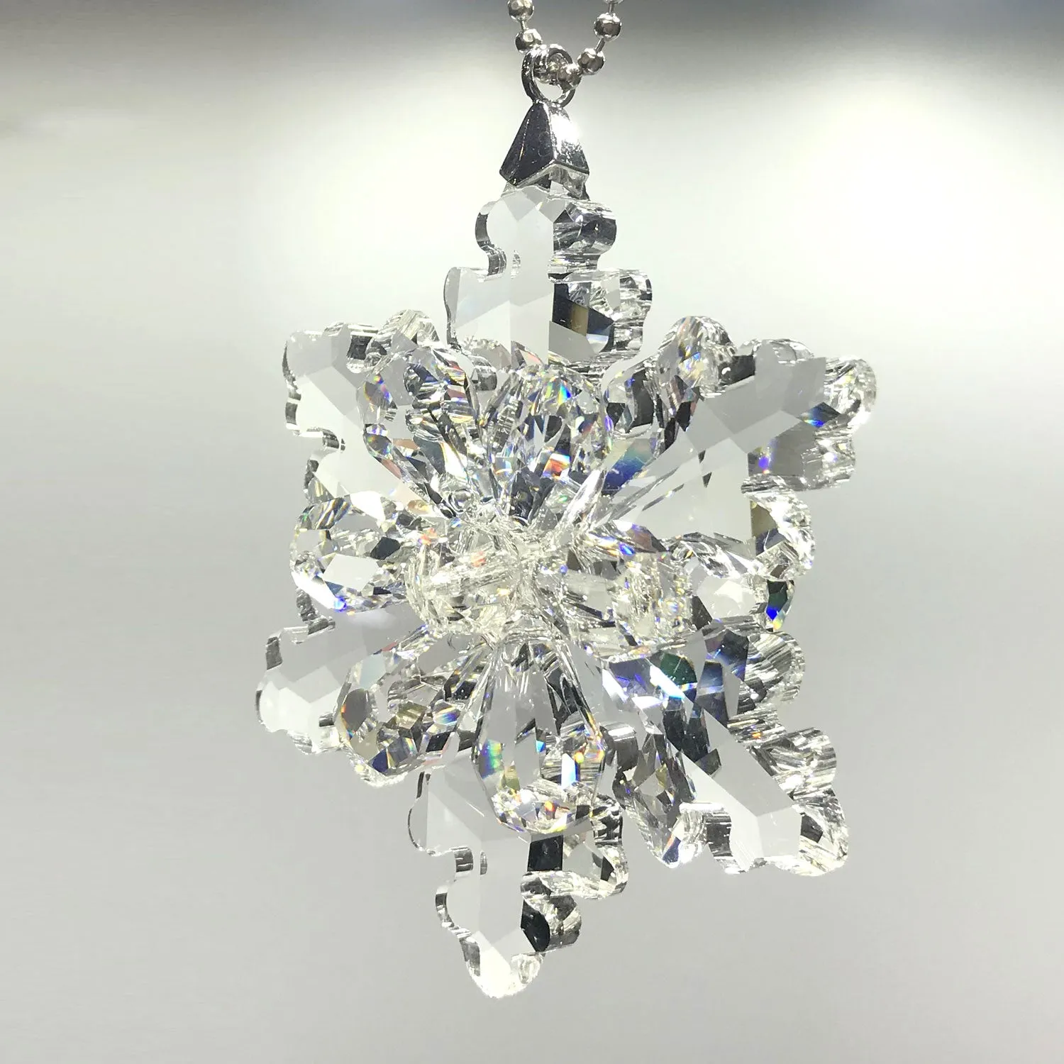 Crystal Ornament Clear Snowflake Prism Colorful Magnificent Crystals 3-inch