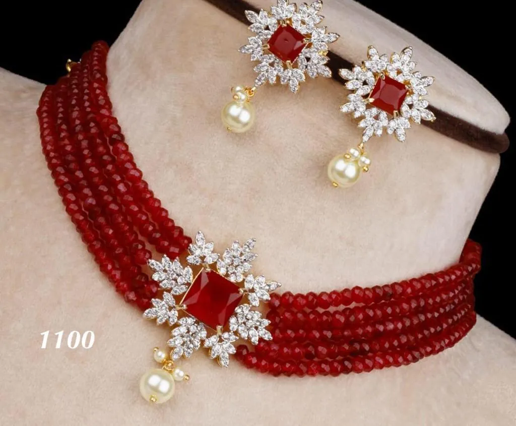 Cute Choker Diamond Necklace Set