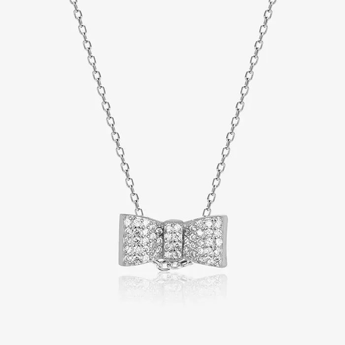 Dazzling Bowtique Silver Pendant Set