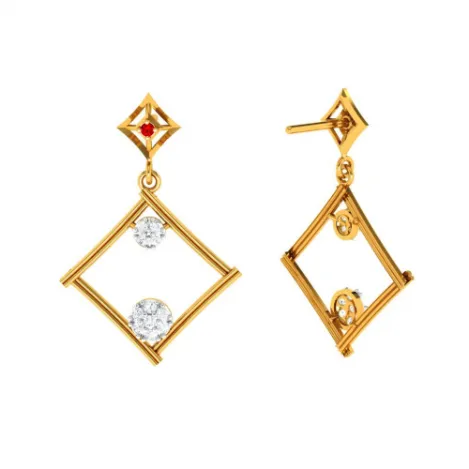 Dazzling Diamond Embedded Triangle 14k Gold Earrings