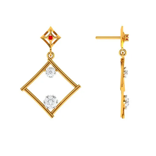 Dazzling Diamond Embedded Triangle 14k Gold Earrings