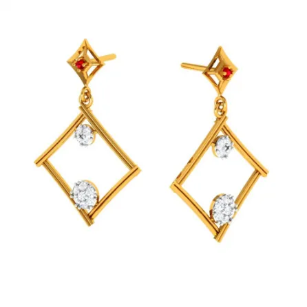 Dazzling Diamond Embedded Triangle 14k Gold Earrings